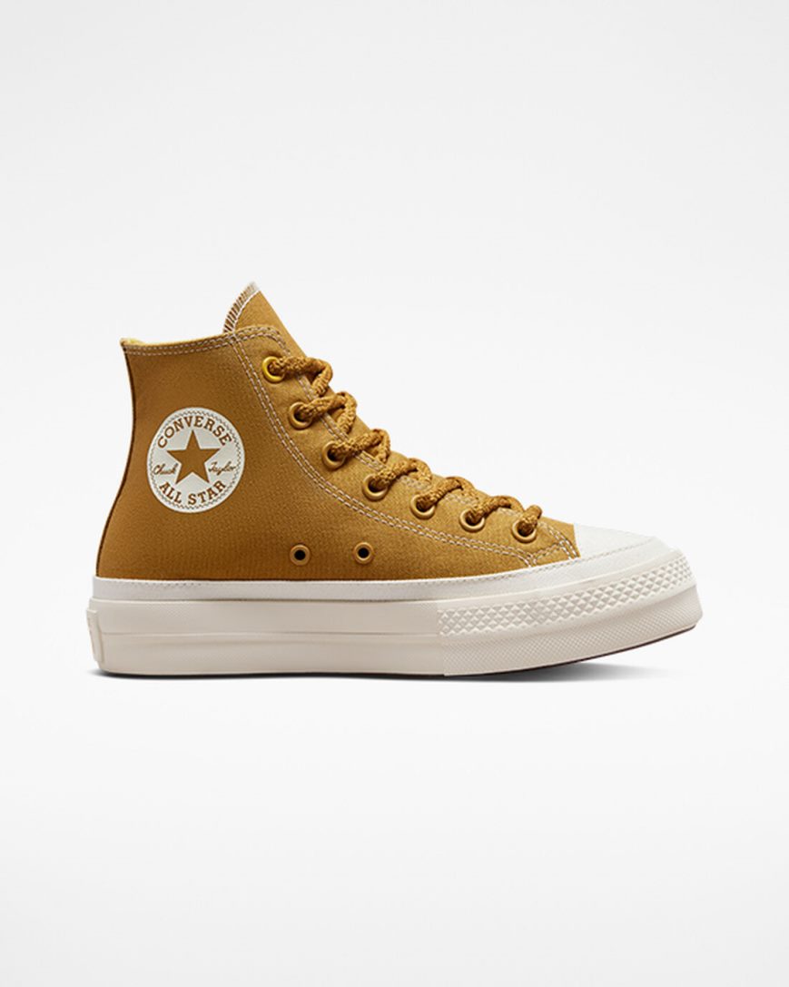 Sapatos Plataforma Converse Chuck Taylor All Star Lift Tonal Lona Cano Alto Feminino Laranja Amarelas | PT K07410T